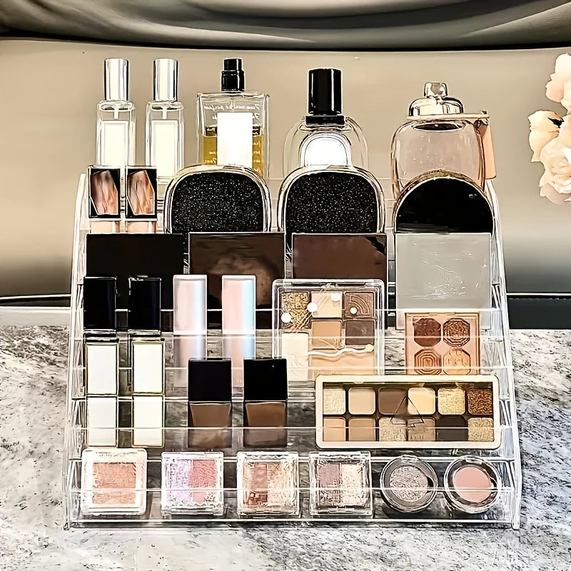 Acrylic Perfume & Cosmetic Organizer – Clear Multi-Layer Stand