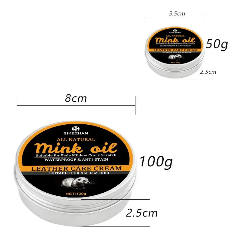Mink Oil Leather Conditioner & Shoe Polish – 100g/50g Balm