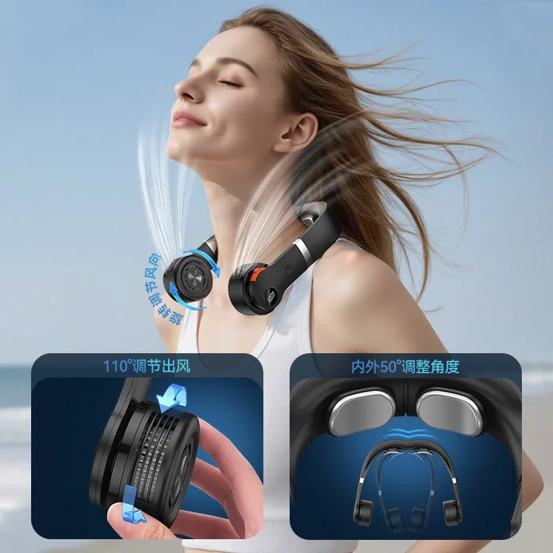 Bladeless Neck Fan Digital Display 20H Battery USB-C Charging