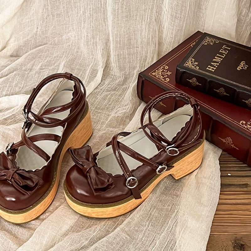 Women's Butterfly-Knot Mary Jane Heels | JK Lolita Pumps