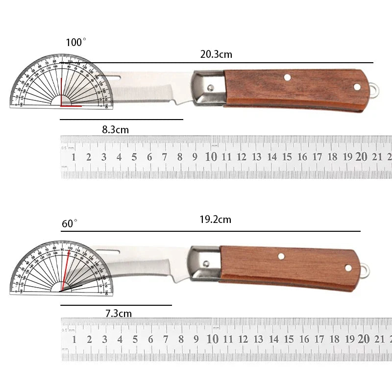 Stainless Steel Folding Knife | Wood Handle Outdoor EDC Blade