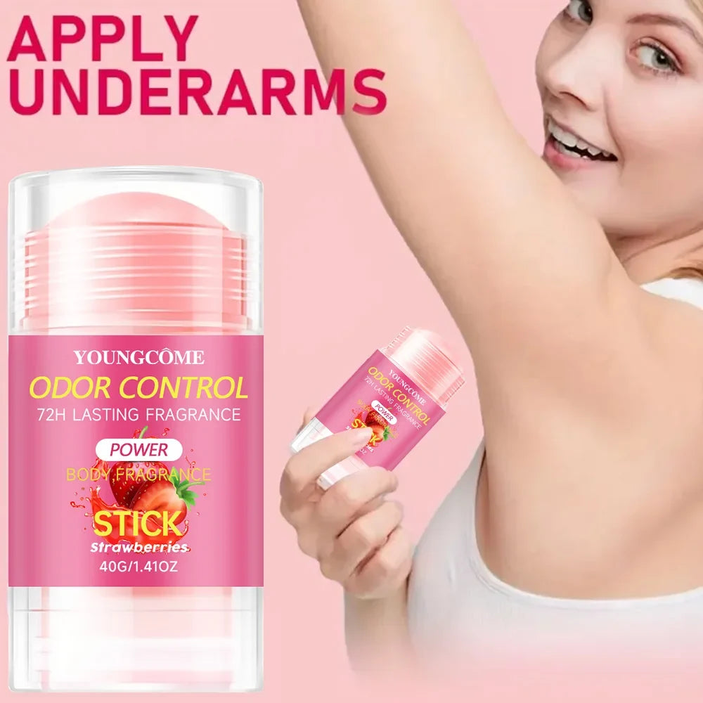 YOUNGCOME Strawberry Deodorant – 72H Aluminum-Free for Women