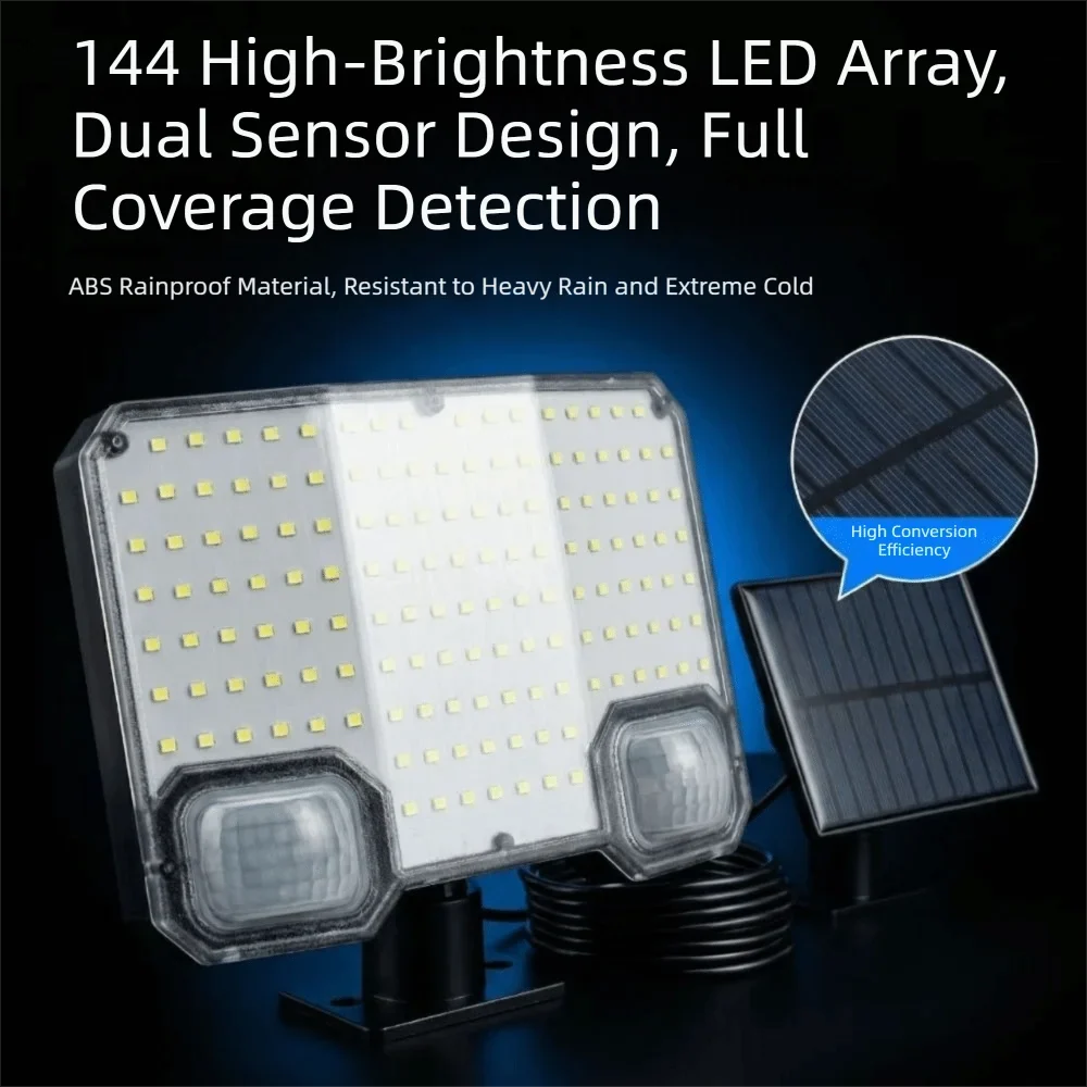 Solar Motion Sensor Wall Light – 3 Mode 144 LED IP65 Waterproof