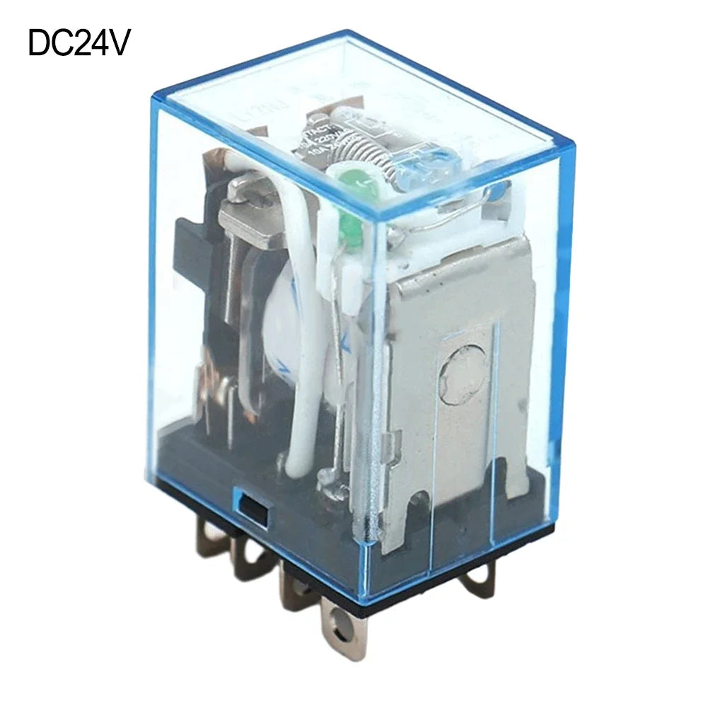 HH62P JQX-13F DPDT Power Relay with Socket & DIN Rail Base