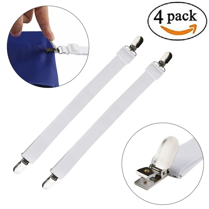 4-Pack Adjustable Bed Sheet Fasteners & Mattress Clip Grippers