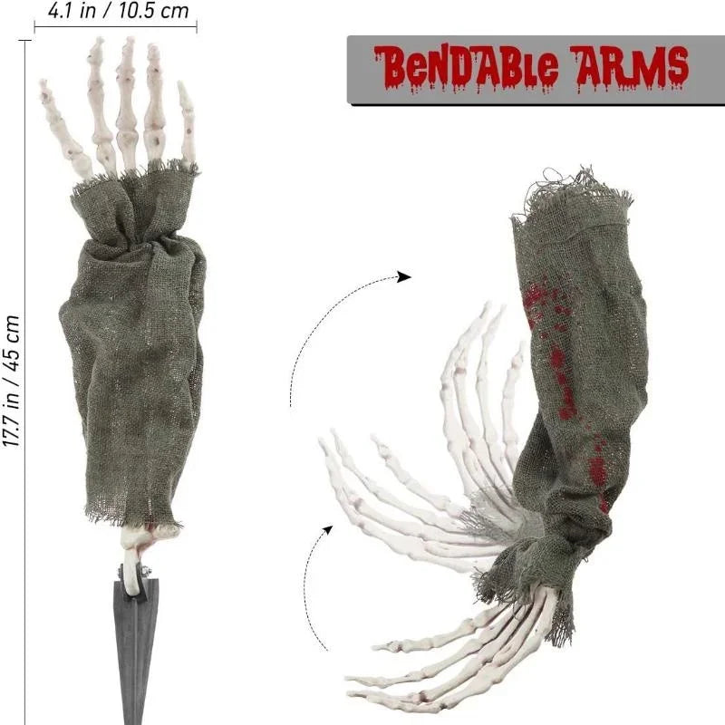 Halloween Crawling Ghost Skull & Arm Figurines – 3-Piece Decor