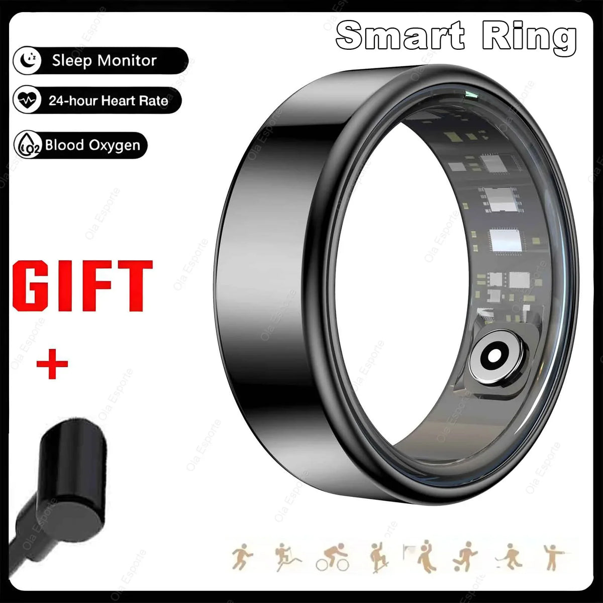 2026 Smart Ring Blood Pressure Heart Rate Sleep Monitoring IP68 5ATM