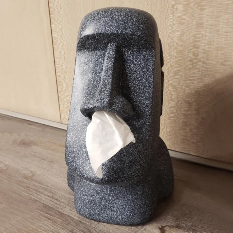 Tissue Box Cover Easter Island Resin Stone Figurine Indoor Home