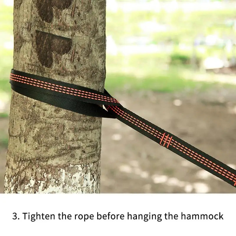 2-Pack Reinforced Hammock Tree Straps – 5-Ring Polyester, 2m