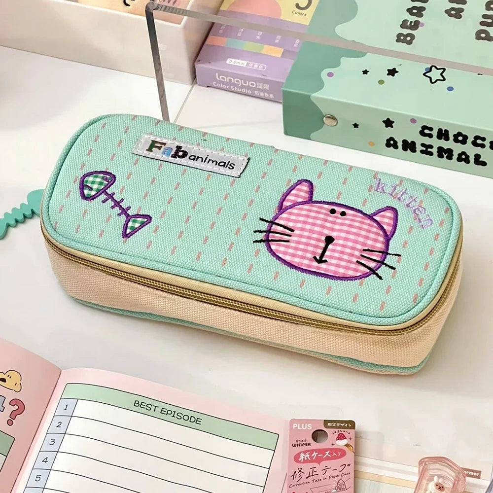 Cartoon Phoebe Cat Pencil Case Ins Beauty Embroidered Stationery Box