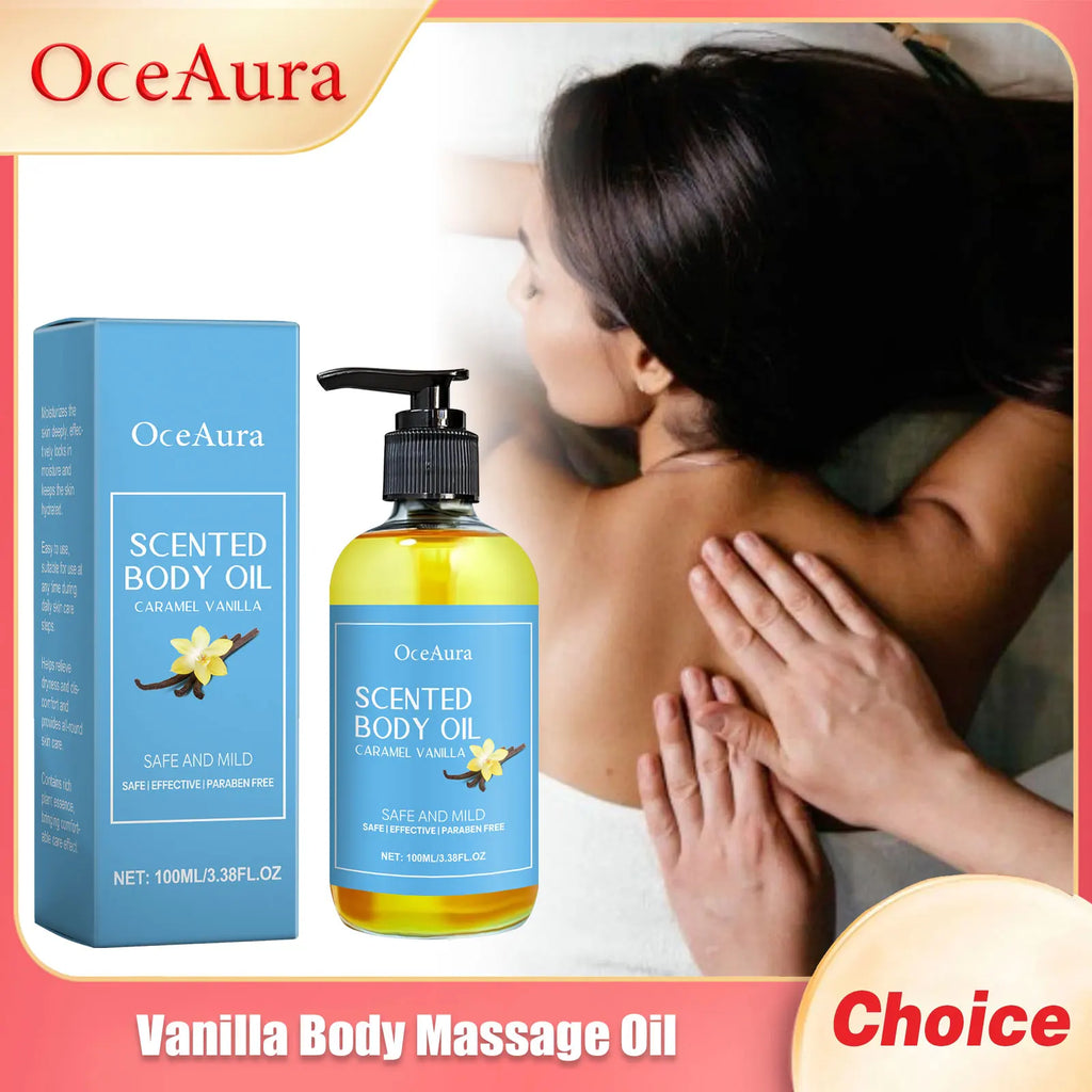 OceAura Vanilla Body Massage Oil – Moisturizing Nourishing Spa Oil