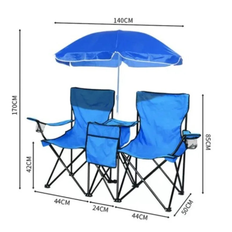 Folding Double Beach Chair with Umbrella – Portable Lounge