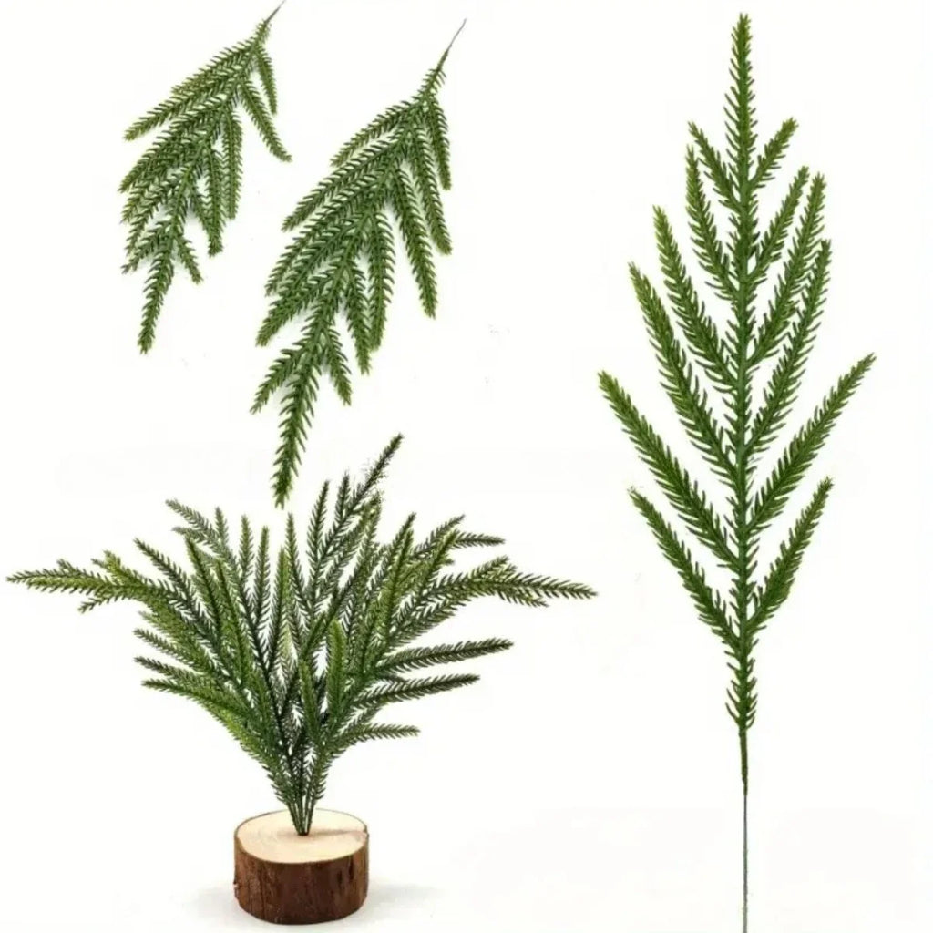 30 Artificial Norfolk Pine Branches 35cm – Fake Evergreen Stems