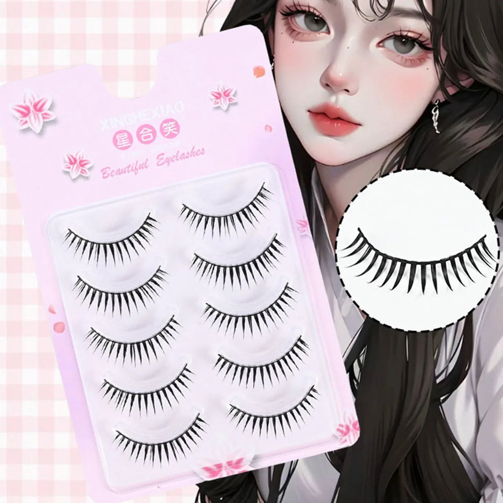 5 Pairs Wispy False Eyelashes – Fluffy Manga Cat Eye Lashes