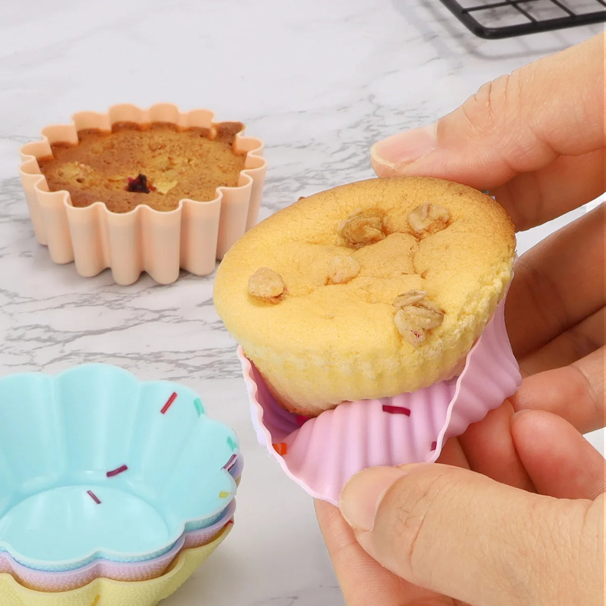 5-Piece Silicone Cupcake Muffin Baking Molds – DIY Bakeware Set