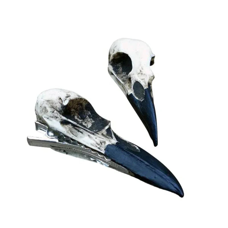 Goth Skeleton Crow Hair Clip | Halloween Party Hair Accessory