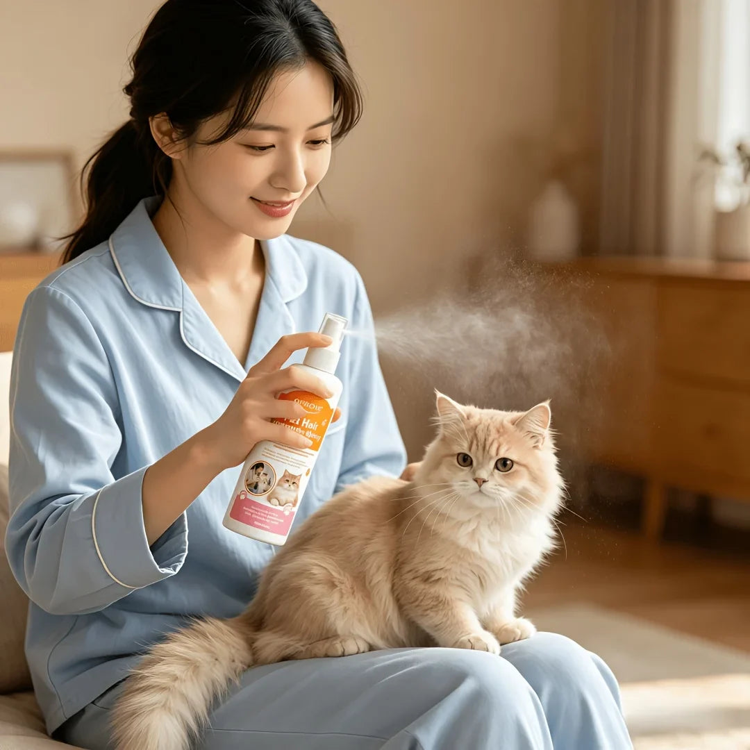 Pet Hair Detangling Spray & Reusable Lint Roller Set | Cats & Dogs