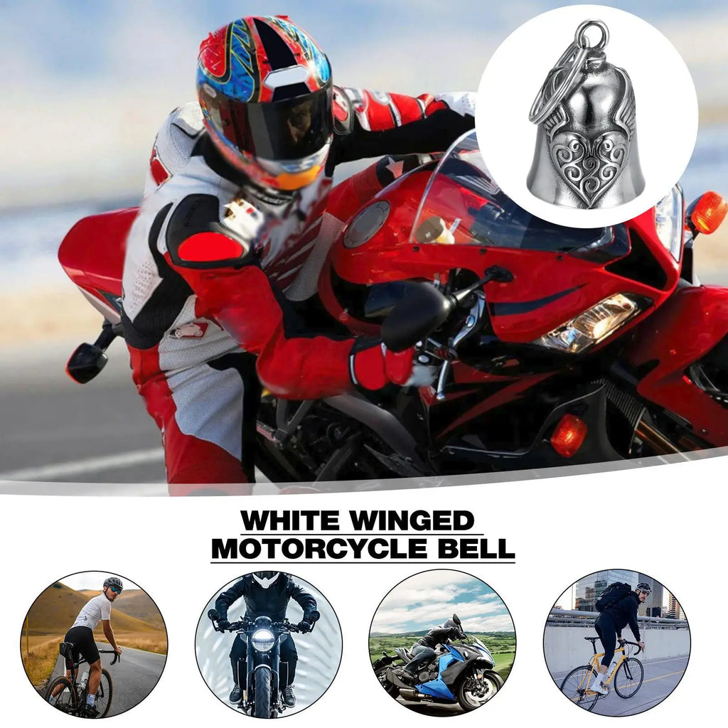 Heart Wing Motorcycle Bell Pendant Lucky Riding Good Luck Retro