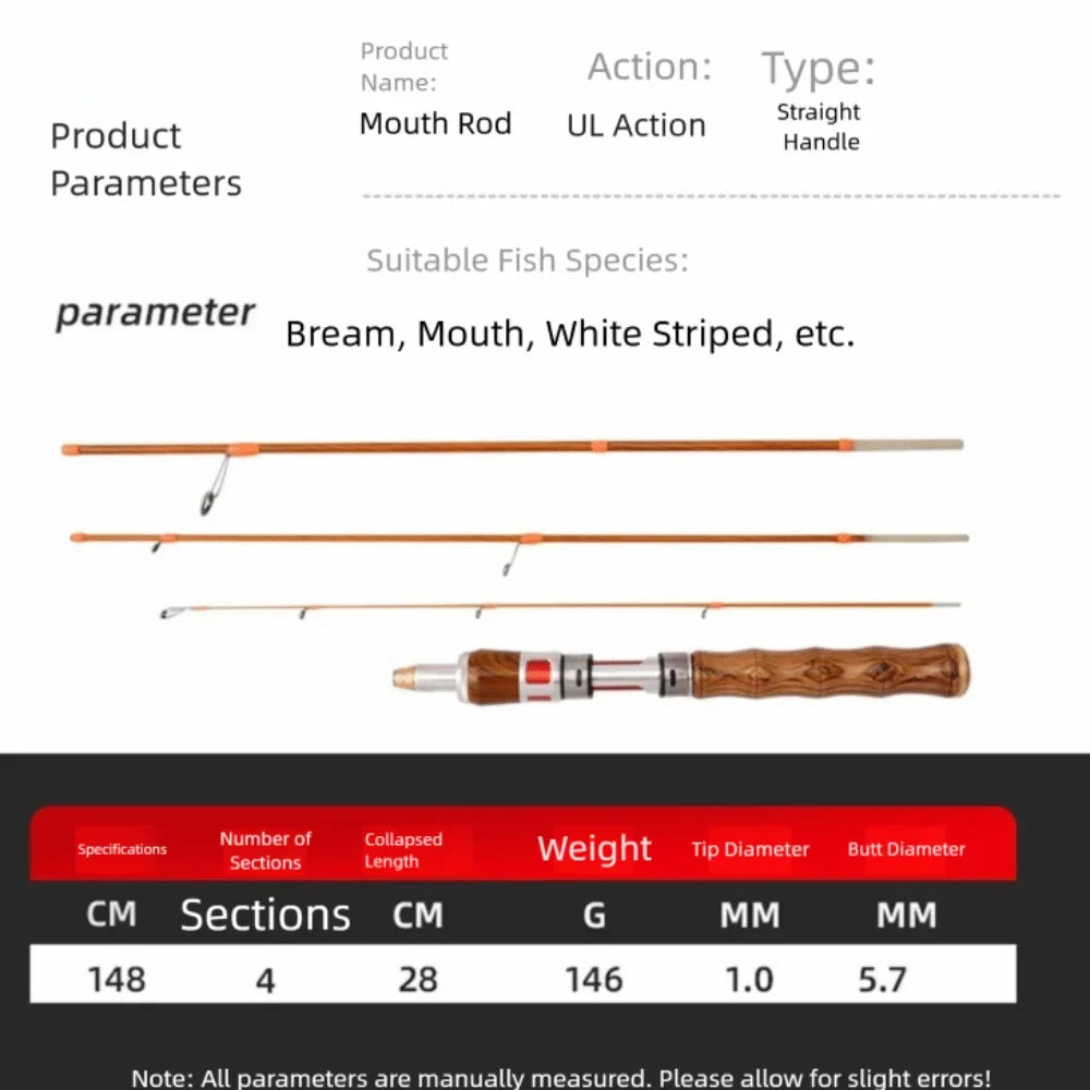 1.4m Carbon Fiber Spinning Travel Rod – 4-Section UL Fishing Pole