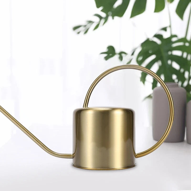 Golden Stainless Steel Watering Can 1300ml | Indoor & Outdoor
