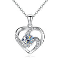 Huitan Crystal Heart Pendant Necklace | Cubic Zirconia Silver