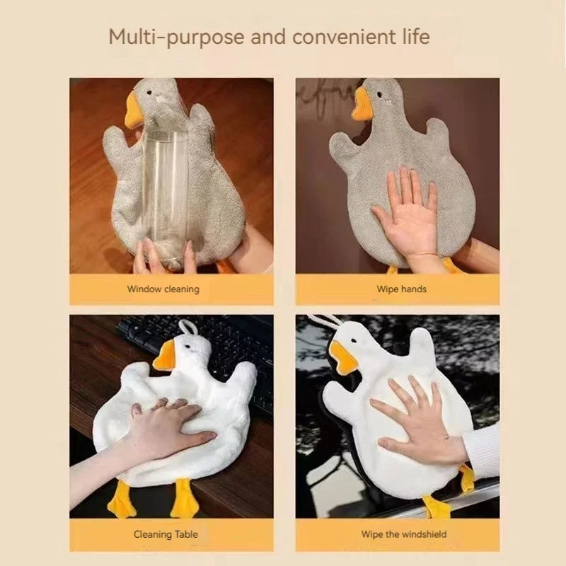 Cartoon Goose Hand Towel – Absorbent Quick Dry Kitchen & Bath