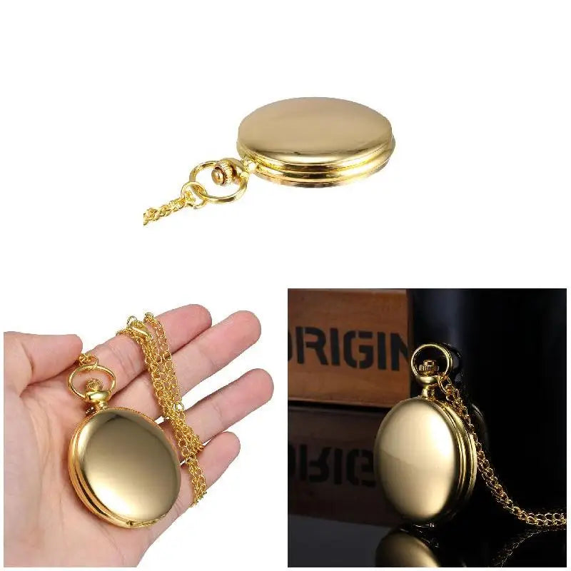Vintage Quartz Pocket Watch with Chain | Roman Numeral Gift