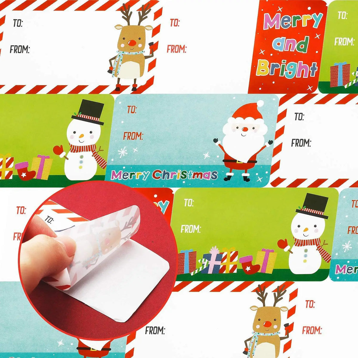 Christmas Tags Santa Claus Stickers Self Adhesive Tag Festival