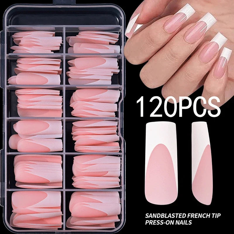 120pc Nude Pink Matte Press-On Nails | Extra Long Square Tips