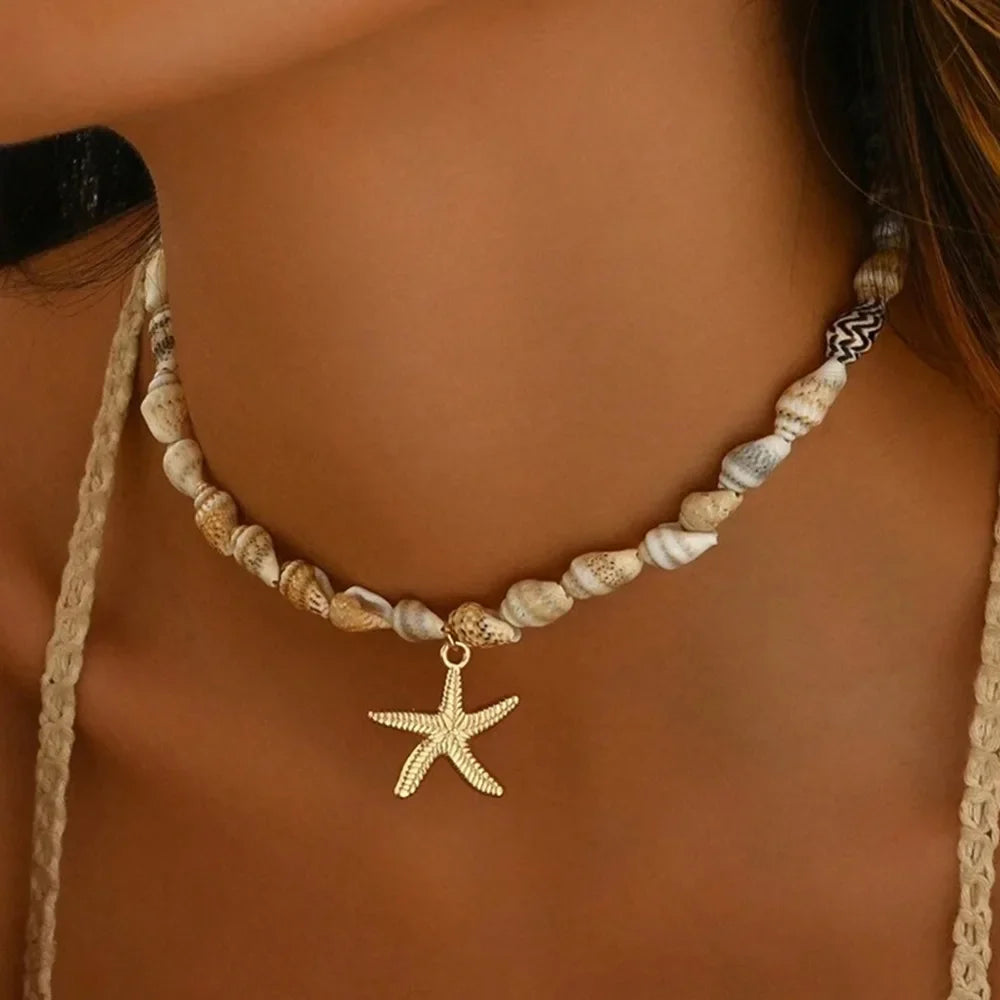 Handmade Seashell Necklace – Boho Conch Pendant Beach Choker