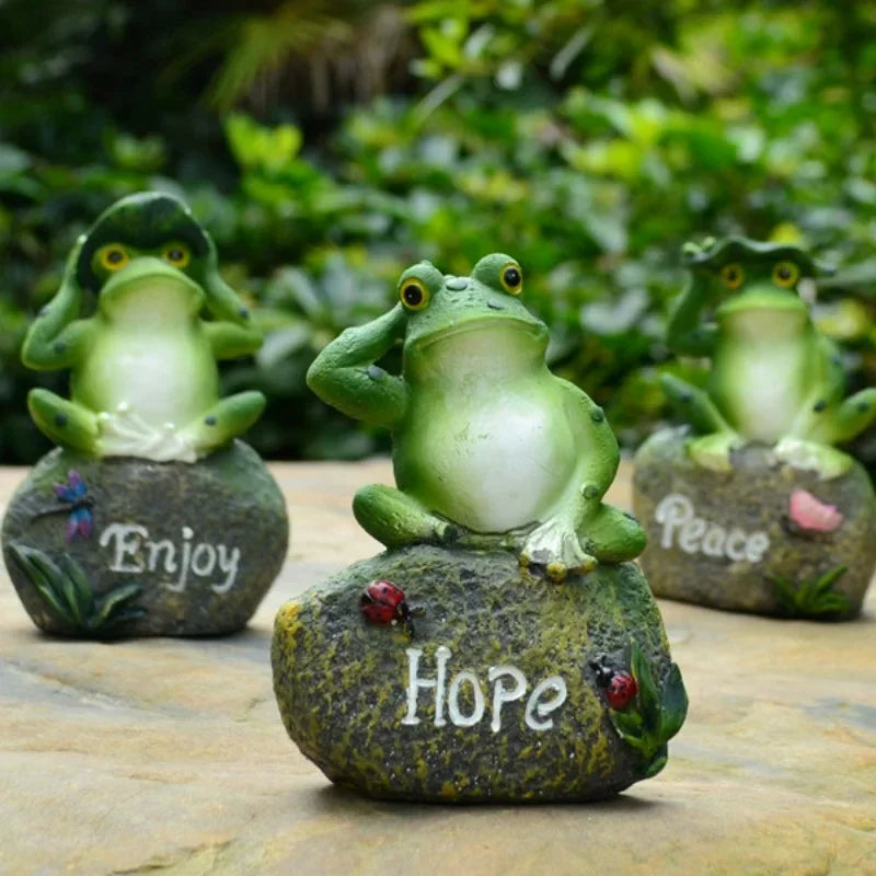 Frog Resin Garden Ornament – Stone Statue for Garden & Home