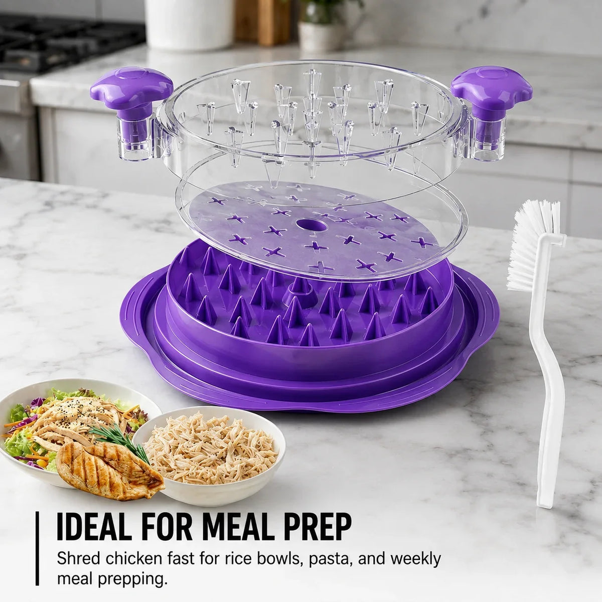 3-Piece Chicken Meat Shredder Set with Silicone Mat & Fork