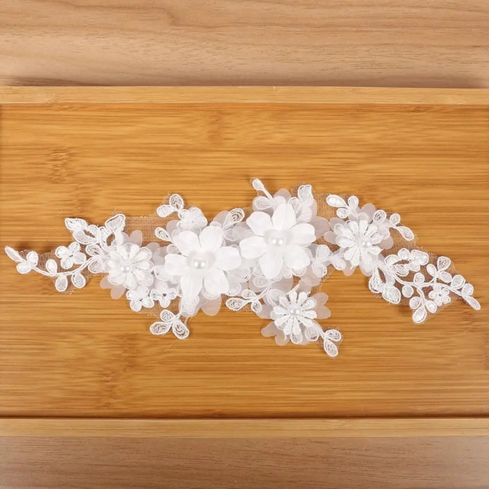 3D Flower Applique Beaded Lace Patch for Wedding Dresses