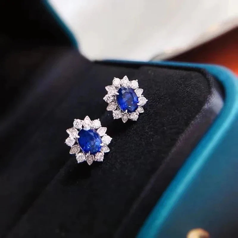 Huitan Blue Cubic Zirconia Stud Earrings – Women's Jewelry