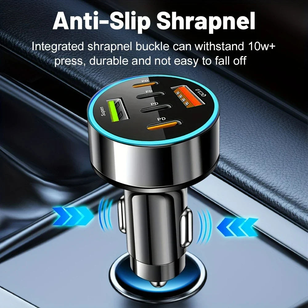 6-Port PD QC 3.0 USB-C Car Charger Fast Charging Adapter