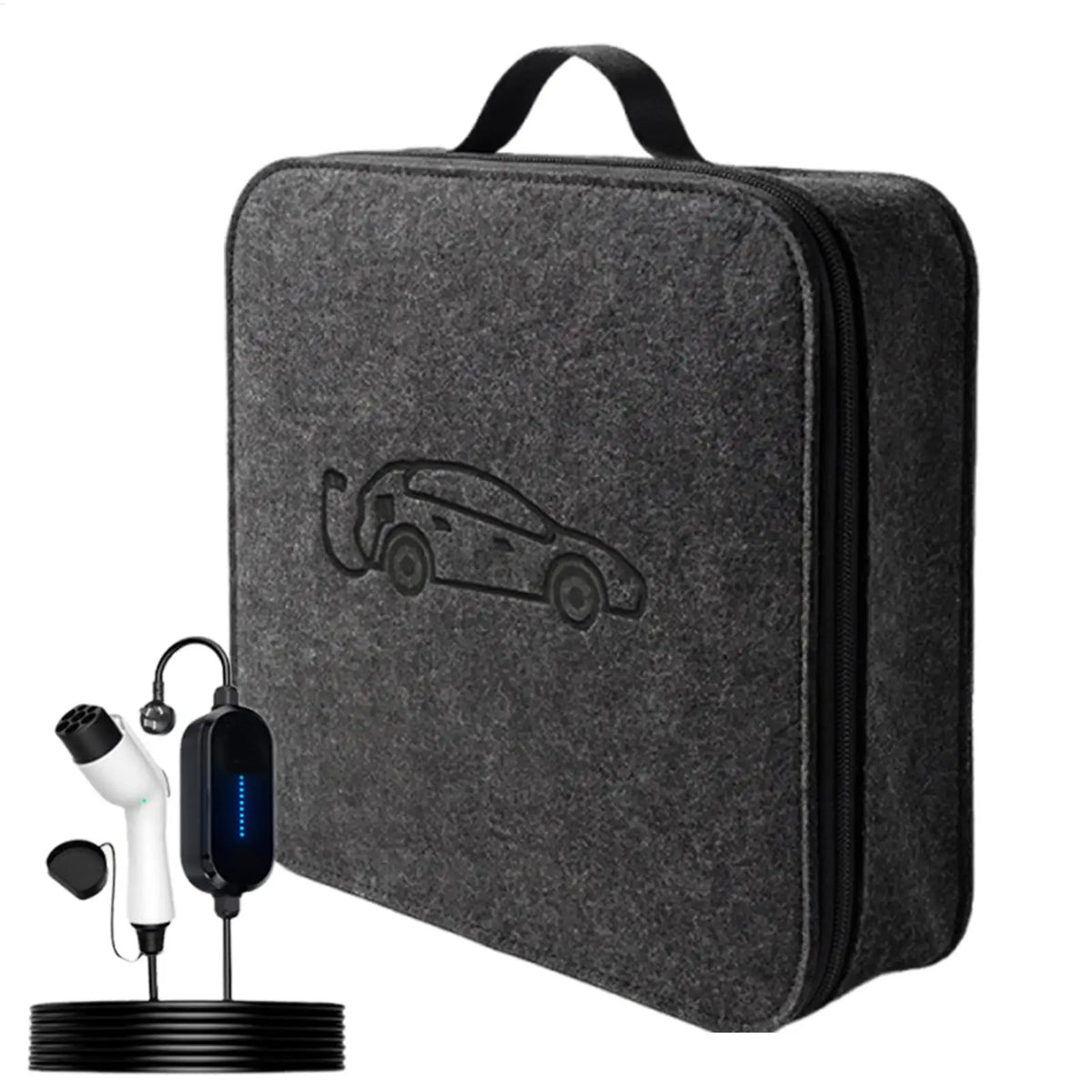 EV Charger Storage Bag Weatherproof Felt Vehicle Charging Cord Pouch