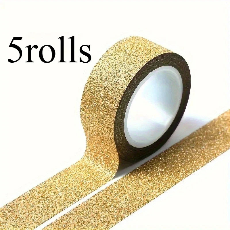 Gold Glitter Washi Tape – DIY Crafts & Scrapbooking, 5m Roll
