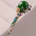 Retro Imitation Jade Hair Stick – Vintage Alloy Hairpin for Women