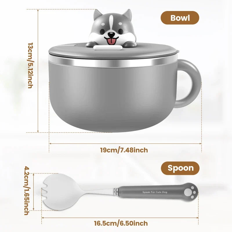 Ramen Bowl Lid Stainless Steel Instant Noodle Cooker Fruit Salad Rice