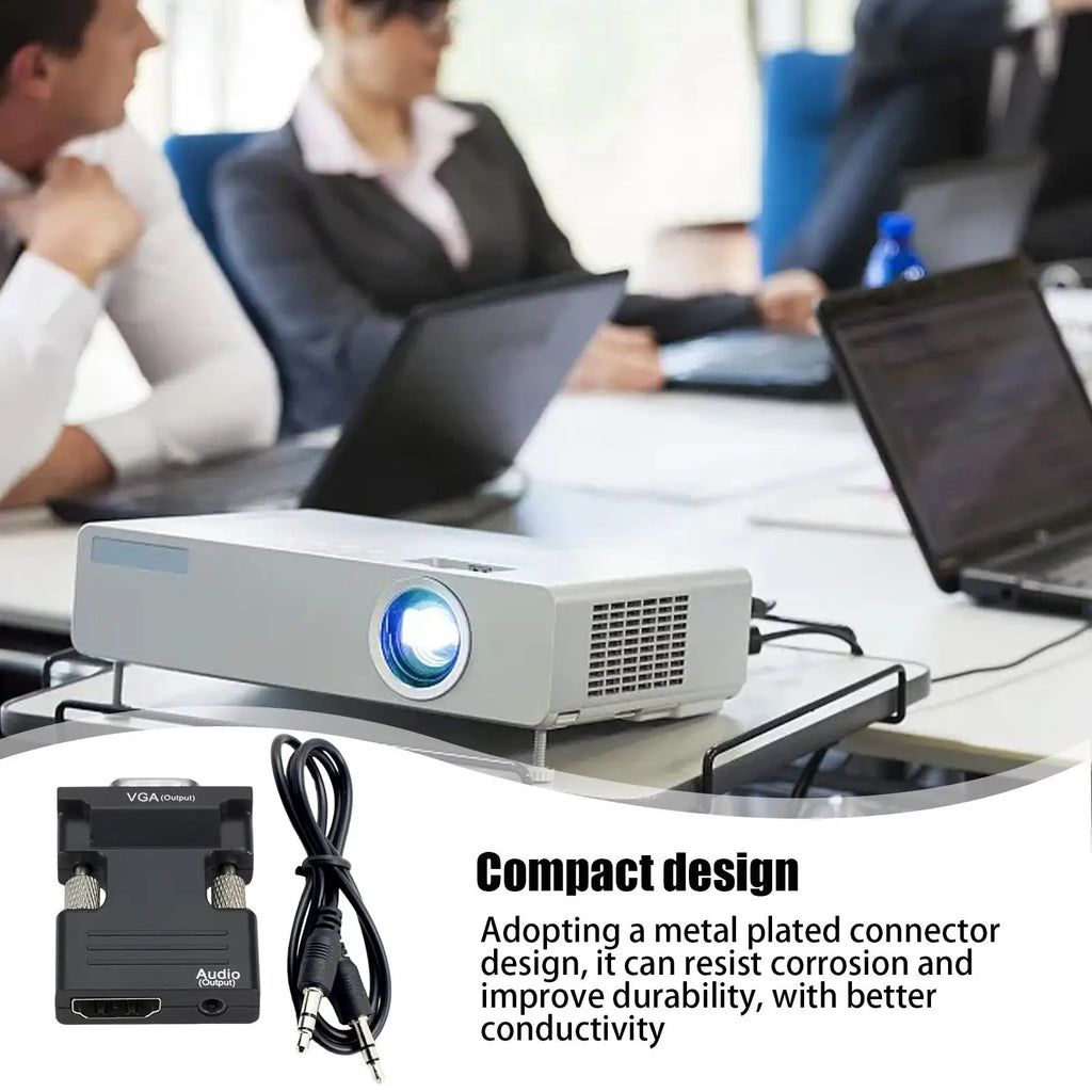 HDMI to VGA Adapter 1080P with 3.5mm Audio – Laptop & Projector