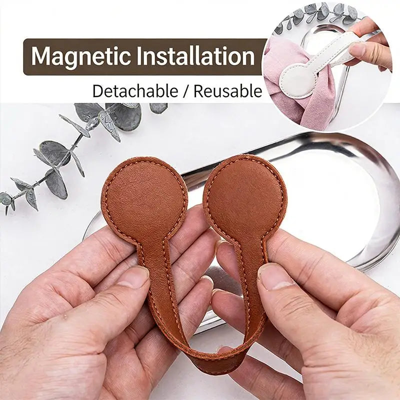 PU Leather Magnetic Hat Clip – Travel Bag Organizer Buckle