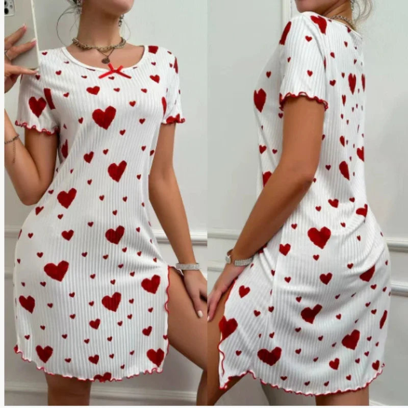 Women's Printed Nightgown Dress – Soft Knit Summer Sleepwear