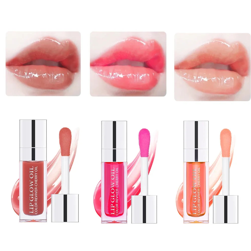 ibcccndc 3-Pc Crystal Jelly Lip Glow Oil Set | Cherry Seed Oil