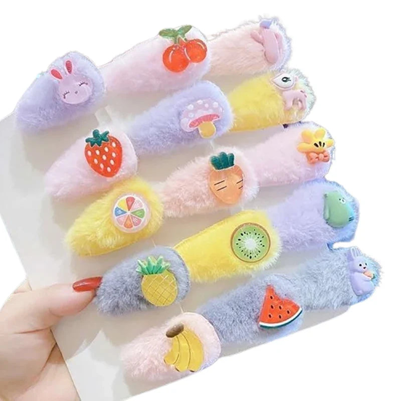 Cute Plush Hair Clips for Girls – Water Drop Barrettes 3-Pack
