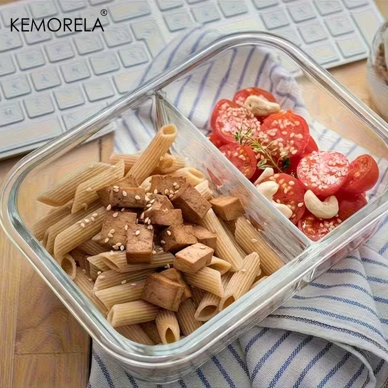 Glass Lunch Box 2/3 Compartment Airtight Lid | Fridge & Oven Safe
