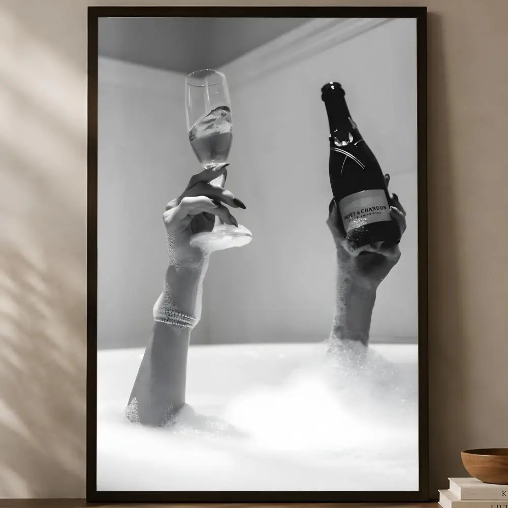 Woman Drinking Wine in Bathtub Poster – Self-Stick Wall Art