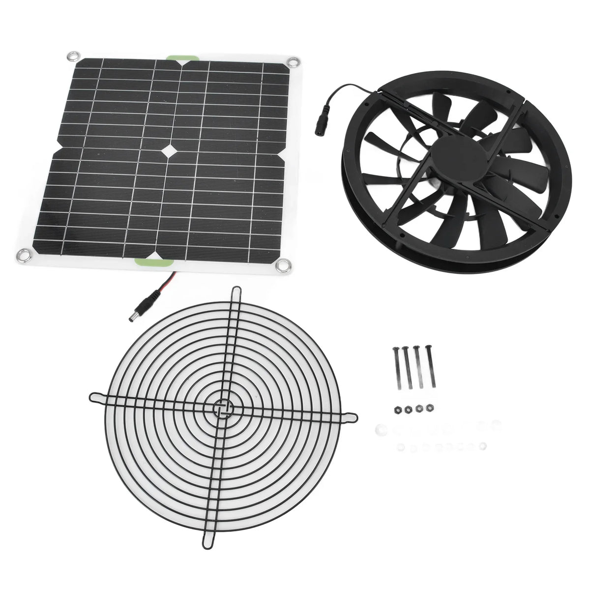 Solar Panel Fan 100W Waterproof Round Ventilation Case Exhaust