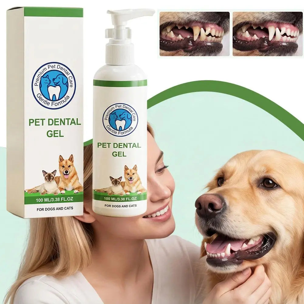 Plant-Based Pet Dental Gel Dogs & Cats – 100ml No-Rinse