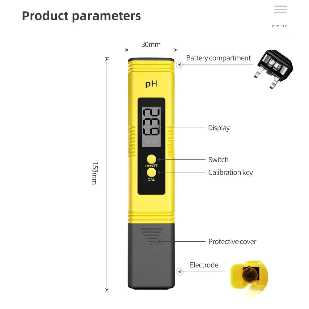 Digital pH TDS EC Meter – Water Quality Tester LCD 0–14 pH