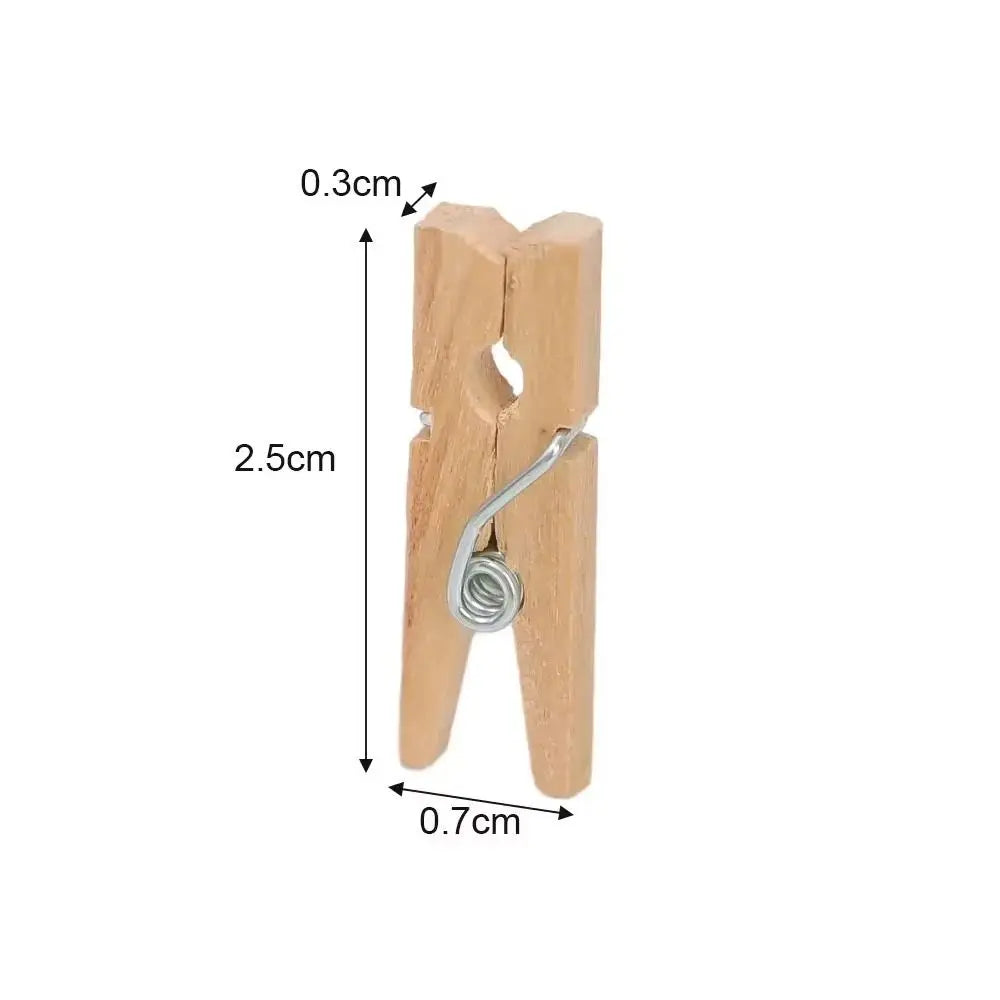 50 Durable Wooden Photo Clips Mini Reusable Memo Paper Peg Clamp